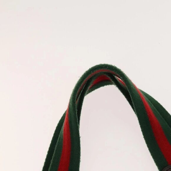 GUCCI GG Canvas Web Sherry Line Tote Bag 2Set Beige Red Green Auth 138062 - Picture 9 of 12